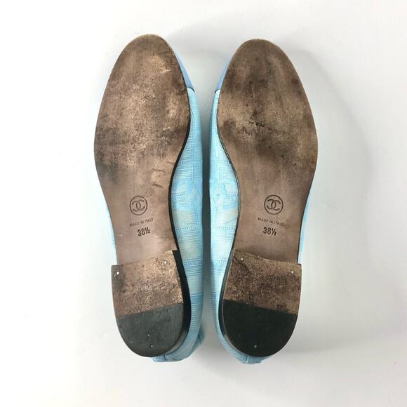 Chanel CC Logo Bow Cap Toe Ballerina Flats 38.5 - Picture 4 of 6